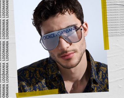 Gold logomania visor sunglasses best sale